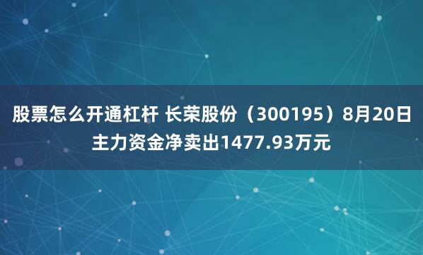 股票怎么开通杠杆 长荣股份（300195）8月20日主力资金净卖出1477.93万元