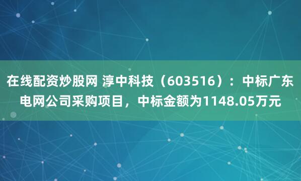 在线配资炒股网 淳中科技（603516）：中标广东电网公司采购项目，中标金额为1148.05万元